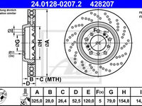 Disc frana BMW Seria 3 Cabriolet (E46) (2000 - 2007) ATE 24.0128-0207.2 piesa NOUA