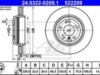 Disc frana BMW Seria 3 Cabriolet (E46) (2000 - 2007) ATE 24.0322-0209.1 piesa NOUA