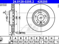 Disc frana BMW Seria 3 (E36) (1990 - 1998) ATE 24.0128-0205.2 piesa NOUA