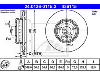 Disc frana Bmw Seria 5 (F10, F18), 01.2009-10.2016, parte montare stanga, ATE