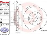 Disc frana BMW Seria 5 Gran Turismo (F07) (2009 - 2016) BREMBO 09.C407.13 piesa NOUA