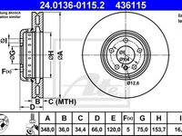 Disc frana BMW Seria 7 (F01, F02, F03, F04) (2008 - 2015) ATE 24.0136-0115.2 piesa NOUA