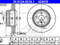 Disc frana BMW X5 (F15, F85) (2013 - 2020) ATE 24.0124-0216.1