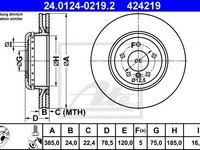 Disc frana BMW X6 (E71, E72) (2008 - 2014) ATE 24.0124-0219.2 piesa NOUA