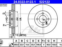 Disc frana BMW Z1 (1988 - 1991) ATE 24.0322-0122.1