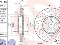 Disc frana BREMBO Xtra perforat fata stanga/dreapta diametru exterior 320 mm grosime 32 mm HONDA ACCORD IX ACCORD VIII 2.0-3.5 06.08-