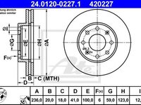 Disc frana CHEVROLET AVEO Hatchback (T250, T255) (2007 - 2016) ATE 24.0120-0227.1 piesa NOUA