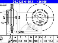 Disc frana CHEVROLET AVEO hatchback (T300) (2011 - 2020) ATE 24.0126-0165.1