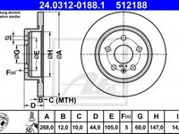 Disc frana CHEVROLET AVEO Hatchback (T300) (2011 - 2016) ATE 24.0312-0188.1 piesa NOUA