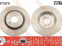 Disc frana CHEVROLET CRUZE Hatchback (J305) (2011 - 2016) TRW DF7475 piesa NOUA