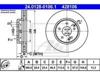 Disc frana Chrysler Crossfire, 05.2004-12.2008, Clasa C, 03.2001-06.2011, Clk, 02.2003-03.2010, Clasa E, 06.1995-08.2003, Klasa C T-Model, 03.2001-08.2007, Klasa Clc, 05.2008-06.2011, Klasa, ATE