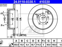 Disc frana CITROËN C-CROSSER (EP_) (2007 - 2020) ATE 24.0110-0330.1