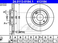 Disc frana CITROËN C-ELYSEE (2012 - 2020) ATE 24.0113-0184.1