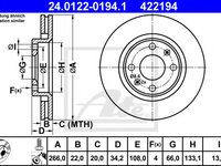 Disc frana CITROËN C-ELYSEE (2012 - 2020) ATE 24.0122-0194.1