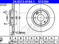 Disc frana CITROËN C3 I (FC_) (2002 - 2016) ATE 24.0313-0184.1