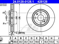 Disc frana CITROËN C5 I (DC_) (2001 - 2004) ATE 24.0128-0128.1