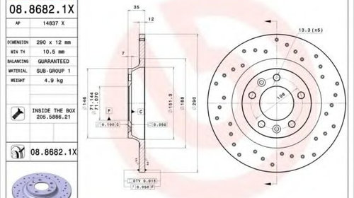 Disc frana CITROËN C5 III Break (TD_) (2008 