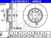 Disc frana CITROËN DISPATCH (2007 - 2016) ATE 24.0128-0214.1