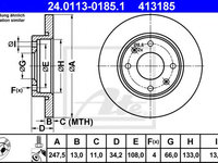 Disc frana CITROËN XSARA cupe (N0) (1998 - 2005) ATE 24.0113-0185.1