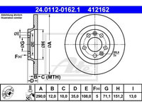 Disc frana Citroen C5 3, 02.2008-, Peugeot 407, 508, 607, Rcz, ATE