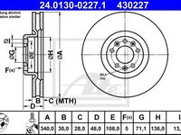 Disc frana CITROEN C5 III Break (TD) (2008 - 2016) ATE 24.0130-0227.1 piesa NOUA