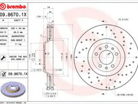 Disc frana CITROEN C6 (TD) (2005 - 2016) BREMBO 09.8670.1X piesa NOUA