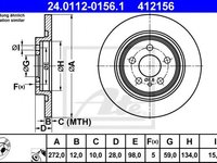 Disc frana CITROEN C8 (EA, EB) (2002 - 2016) ATE 24.0112-0156.1 piesa NOUA