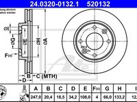 Disc frana CITROEN SAXO (S0, S1) (1996 - 2004) ATE 24.0320-0132.1 piesa NOUA