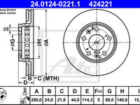 Disc frana DACIA DUSTER (2010 - 2016) ATE 24.0124-0221.1