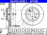 Disc frana DACIA LOGAN MCV (KS) (2007 - 2016) ATE 24.0121-0106.1 piesa NOUA