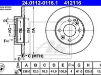 Disc frana DACIA SANDERO (2008 - 2016) ATE 24.0112-0116.1 piesa NOUA