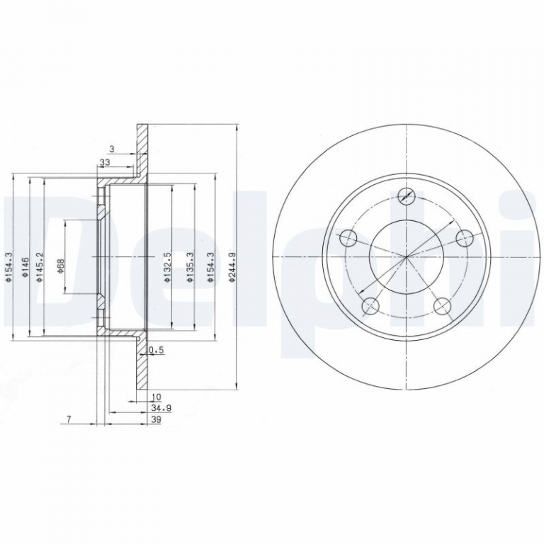 Disc frana DELPHI BG2520 model AUDI A8 D2 (4D2, 4D8) 1994 1995 1996 1997 1998 1999 2000
