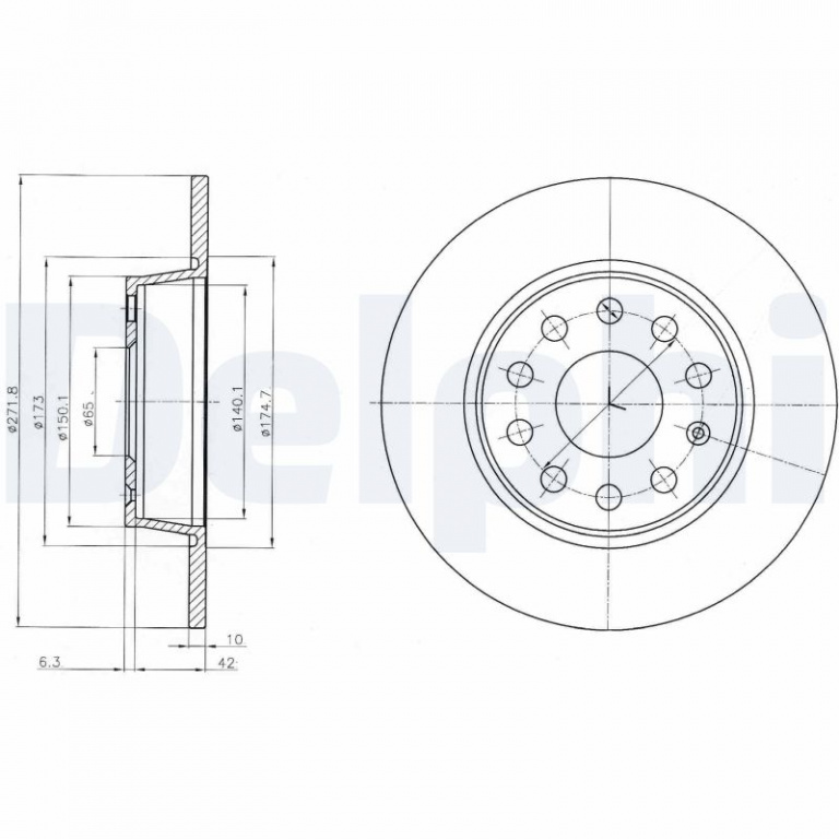 Disc frana DELPHI BG4324C la VW T-ROC (A11, D11) 2017 2018 2019 2020 2021 2022 2023 2024 2025