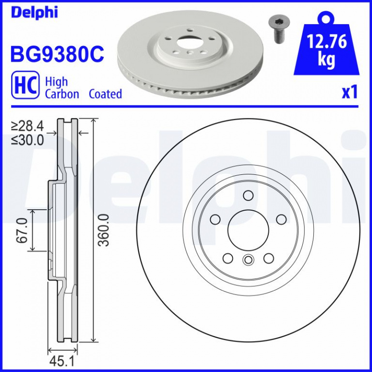 Disc frana DELPHI BG9380C pentru MINI MINI COUNTRYMAN (F60) 2019 2020 2021 2022 2023 2024