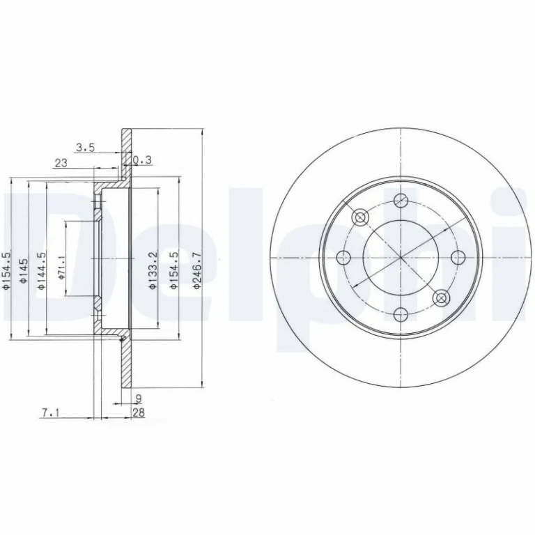 Disc frana Delphi CITROËN C2 ENTERPRISE (JG_) 2003-2009 - BG3653