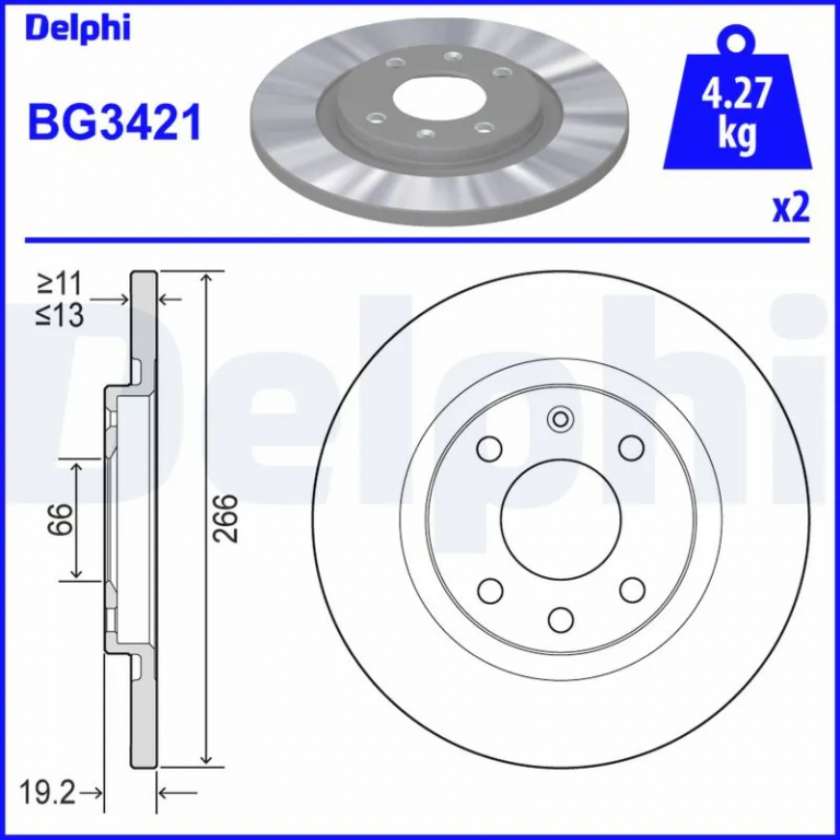 Disc frana Delphi CITROËN C2 (JM_) 2003-2012 - BG3421