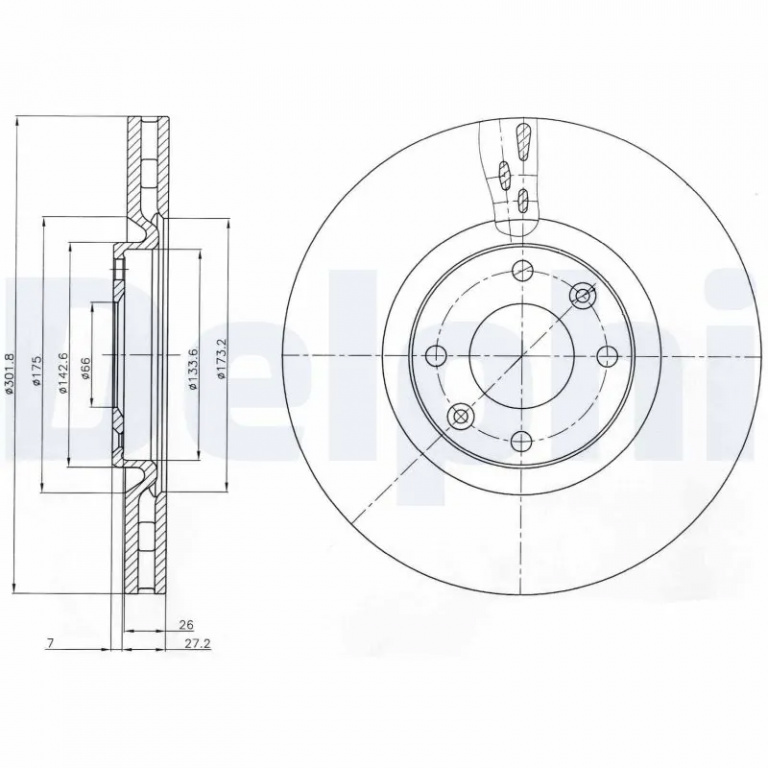 Disc frana Delphi DS DS 4 / DS 4 CROSSBACK (NX_) 2015-2018 - BG4166