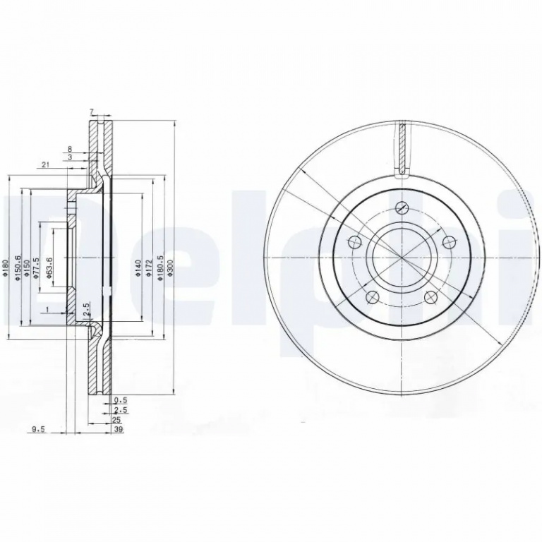 Disc frana Delphi FORD FOCUS II limuzina (DB_, FCH, DH) 2005-2012 - BG3895C