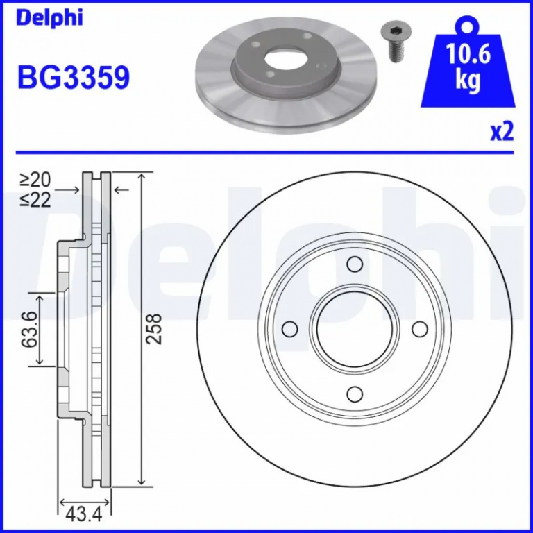 Disc frana Delphi FORD FUSION (JU_) 2002-2012 - BG