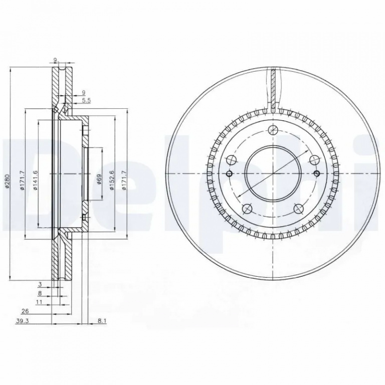 Disc frana Delphi KIA VENGA (YN) 2010-2019 - BG3861C
