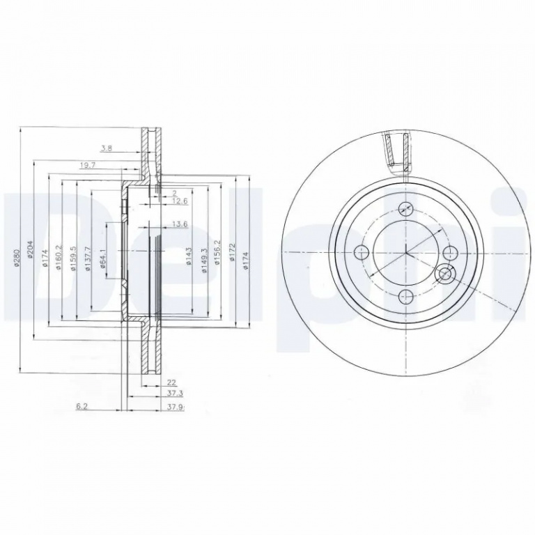 Disc frana Delphi MINI MINI (R56) 2006-2013 - BG4146C