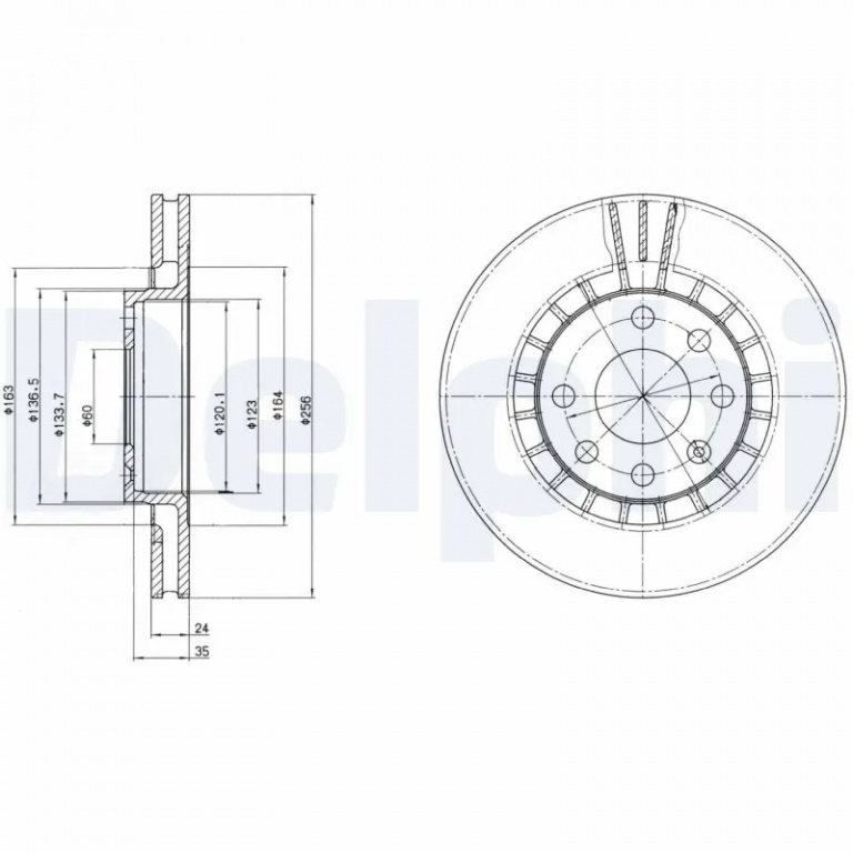 Disc frana Delphi OPEL ASCONA C hatchback (J82) 1987-1988 - BG2443