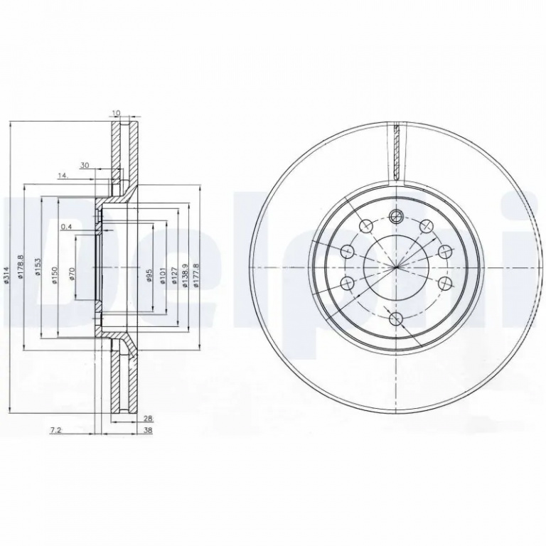 Disc frana Delphi OPEL SIGNUM hatchback (Z03) 2003-2008 - BG3973