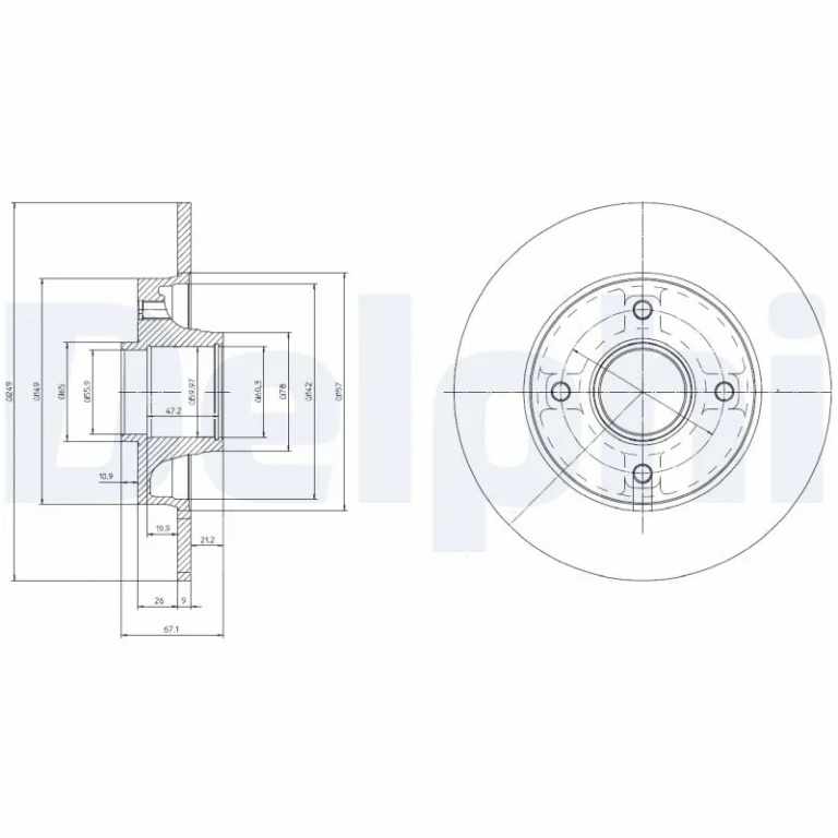 Disc frana Delphi PEUGEOT 207 (WA_, WC_) 2006-2015 - BG9022RSC