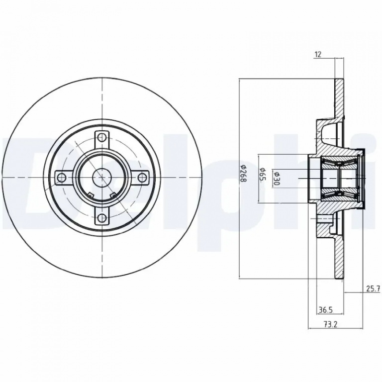 Disc frana Delphi PEUGEOT PARTNER platou / sasiu 2009-2020 - BG9053RSC