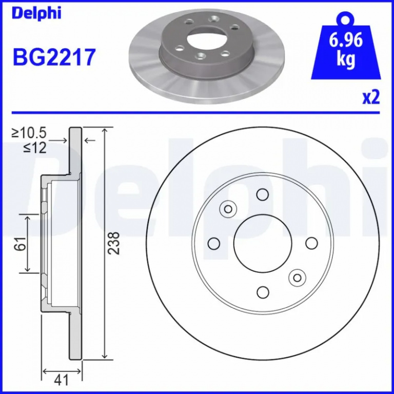 Disc frana Delphi RENAULT LOGAN I combi (KS_) 2007-2012 - BG2217