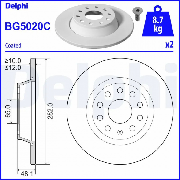Disc frana Delphi VW PASSAT B6 Variant (3C5) 2005-2011 - BG5020C