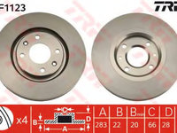 Disc frana DF1123 TRW pentru CitroEn Xantia Peugeot 405 CitroEn Zx CitroEn Xsara