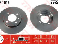 Disc frana DF1516 TRW pentru Audi 80 Audi Fox Audi Coupe Vw Golf Vw Rabbit Vw Jetta Vw Dasher Vw Passat Vw Carat Vw Corsar Vw Quantum Vw Santana Vw Scirocco Vw Vento