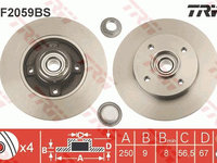 Disc frana DF2059BS TRW pentru CitroEn Ds3 Peugeot 408 CitroEn C3 Peugeot 208 Peugeot 307 Peugeot 207 CitroEn C4